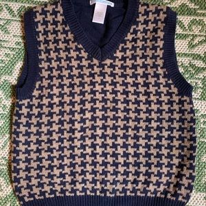 Janie and Jack Boys Navy Blue and Tan Sweater Vest